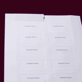 Sheet of Embossed Graduate's Name Cards